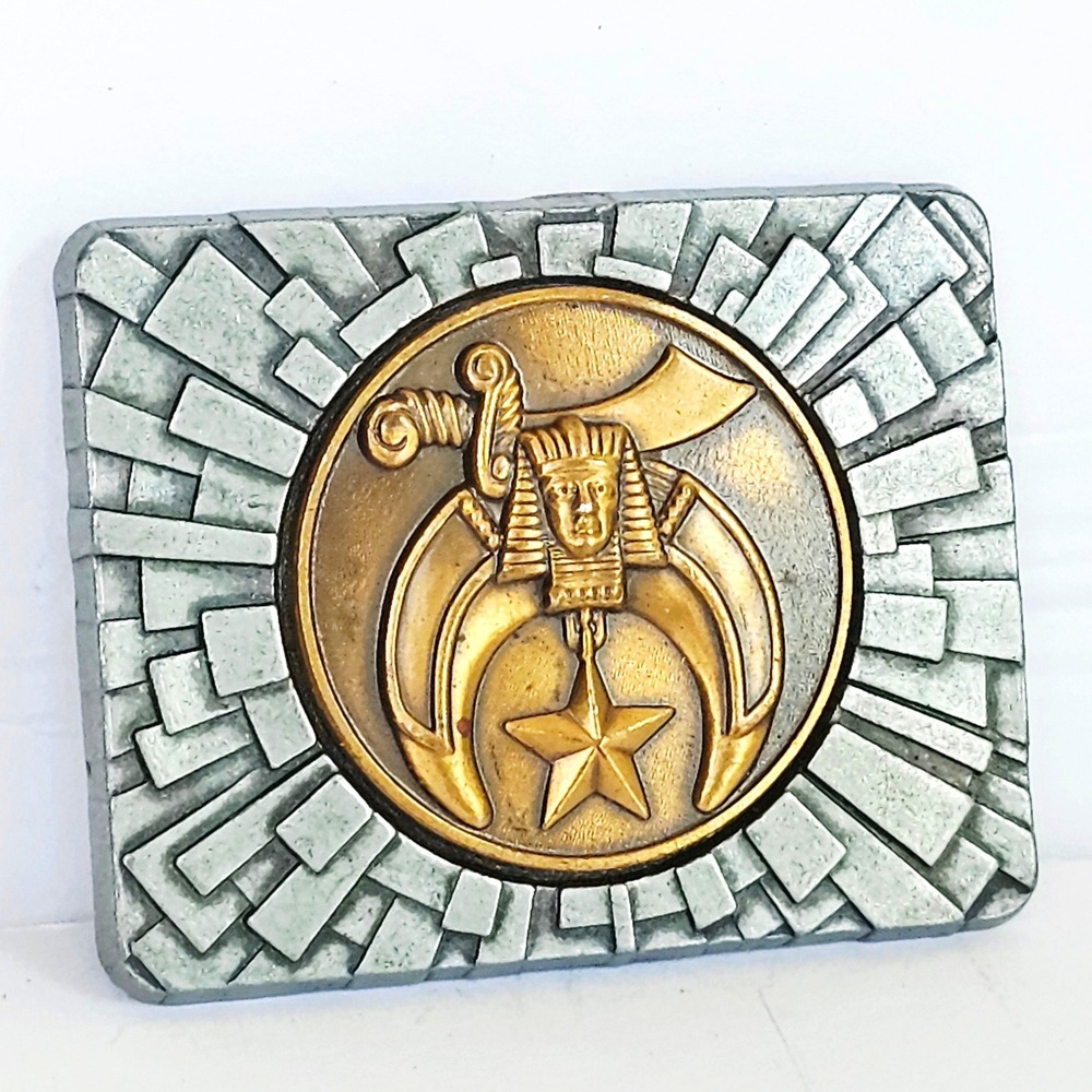 1981 Harry Klitzner Shriners Belt Buckle Vintage Masonic‎ Scimitar Sphinx Star